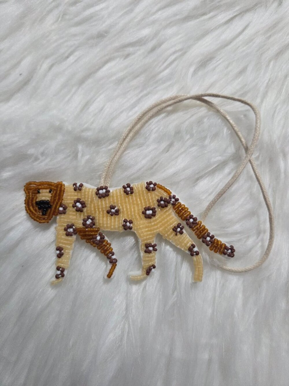 Beaded Leopard Design Bag Charm